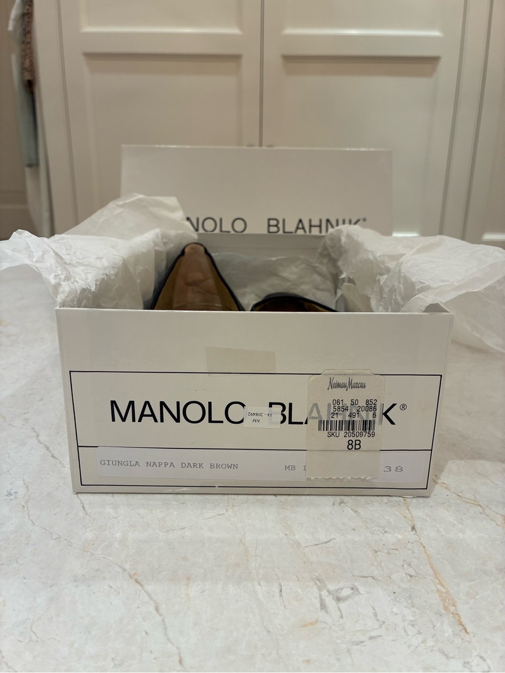 Manolo Blahnik Dark Brown Quilted Leather Flats - Picture 3 of 11